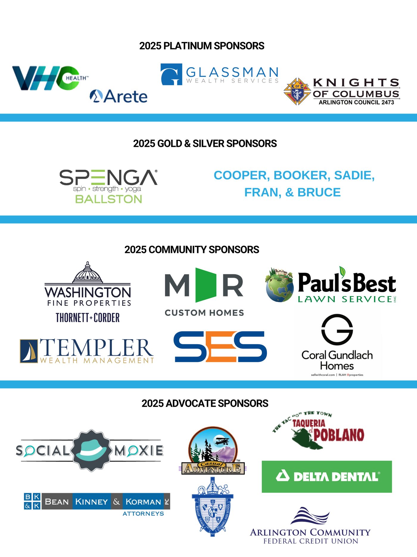 2025 JBLF 5K & Carnival sponsors, by tier